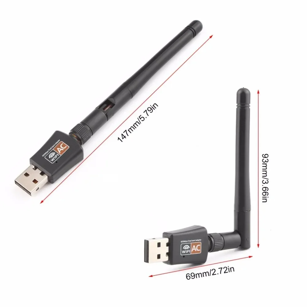 Hannord 600Mbps Dual Band USB Wireless Wifi Adapter 2.4GHz 5GHz WiFi Antenna Free Drive Network Card Receiver 802.11b/n/g/ac PC