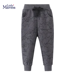 Little maven Children'Clothing 2024 Autumn Spring Dinosaurs Toddler Baby Boys Trousers Kids Clothes Sweatpants Pants Cotton