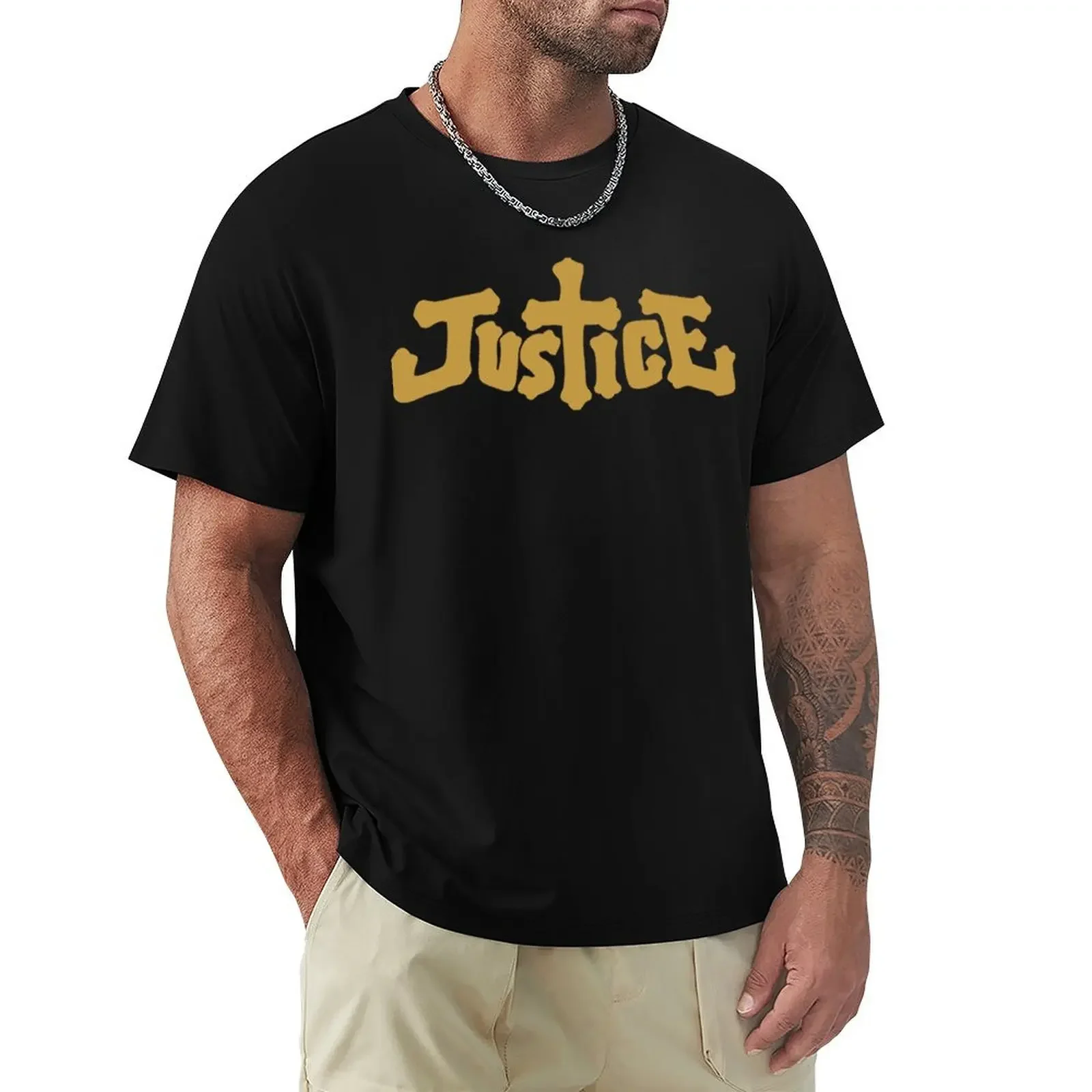 

Футболка с логотипом юстиции электромузыки, футболки, тяжелые летние топы для мальчика, одежда для мужчин, горячая Распродажа, короткий с круглым вырезом и круглым вырезом