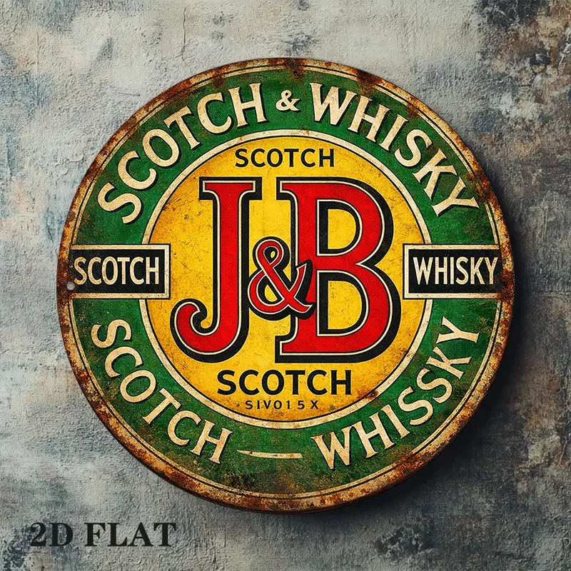 2D Flat - 1pc 8*8In/20X20Cm 2D Flat Round Sign, Vintage Plaque for 