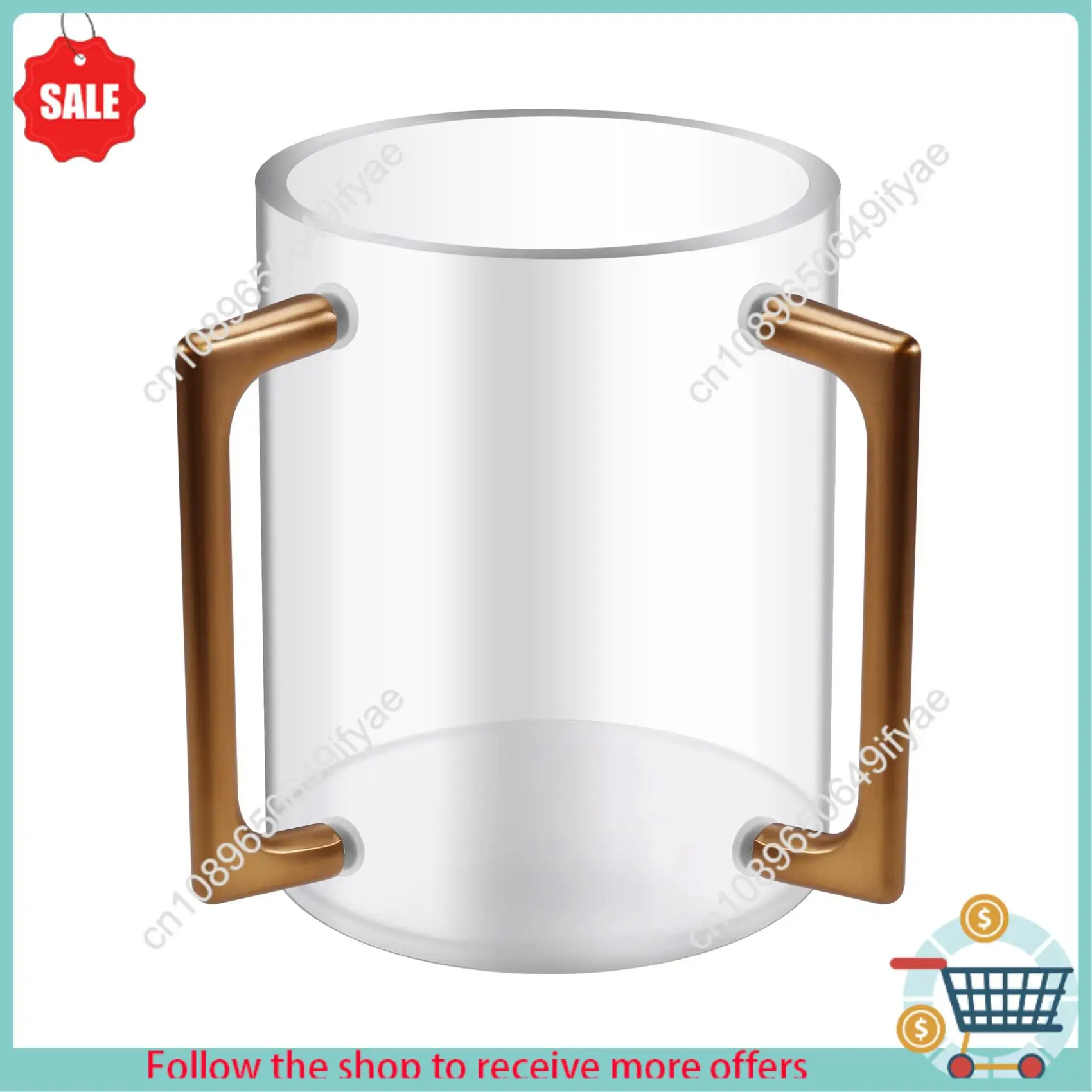 

Y67A-Бронза для еврейской молитвы, чашка для мытья рук, акриловая цилиндрическая с двумя металлическими ручками для чашки для мытья рук