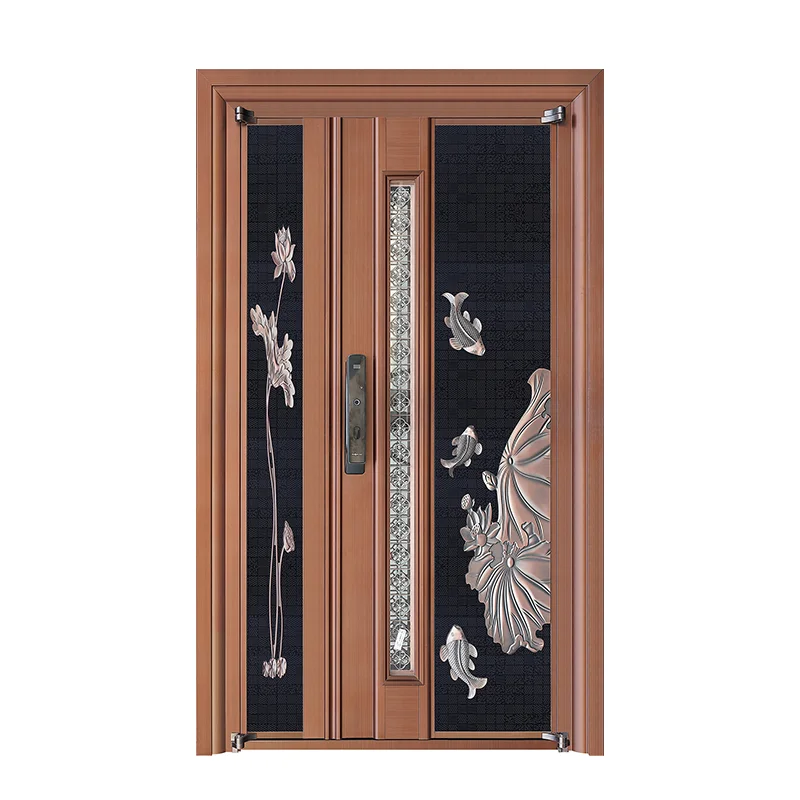 

Эксклюзивный современный входной дверной блок из нержавеющей стали для главного дома, водонепроницаемый, с дизайнерской отделкой для наружного применения