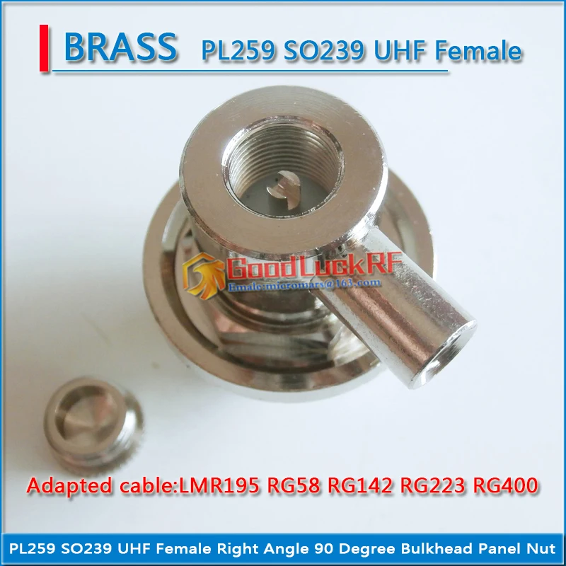 PL259 SO239 UHF Female Right Angle 90 Degree Bulkhead Panel Nut Crimp For RG58 RG142 RG223 RG400 LMR195 Cable Brass