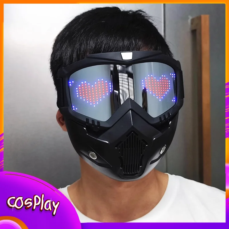 

Кибер-панк светодиодная маска Cos Tactics Маска Поддержка приложения DIY Текст/Узоры Хэллоуин Вечеринка Карнавал Маскарад Стрельба Игры Реквизит Подарок