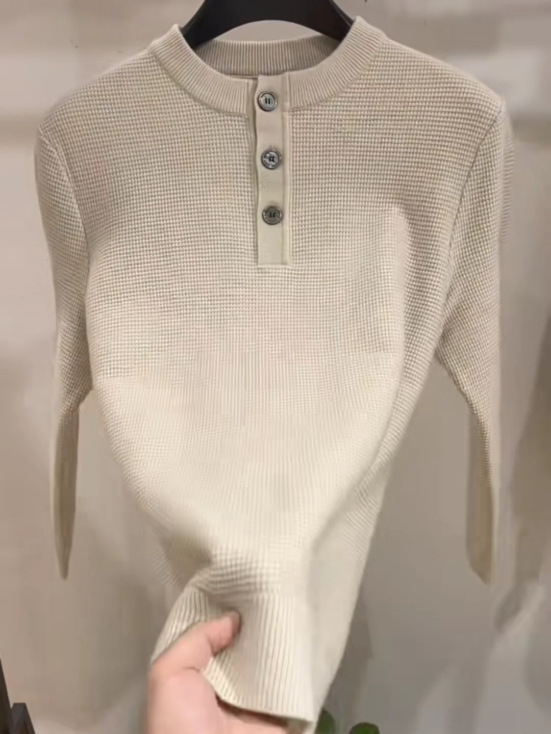 

Мужской трикотажный свитер с воротником Генри, повседневный, высокого качества, модный, осенне-зимний, новинка, универсальный, с длинными рукавами