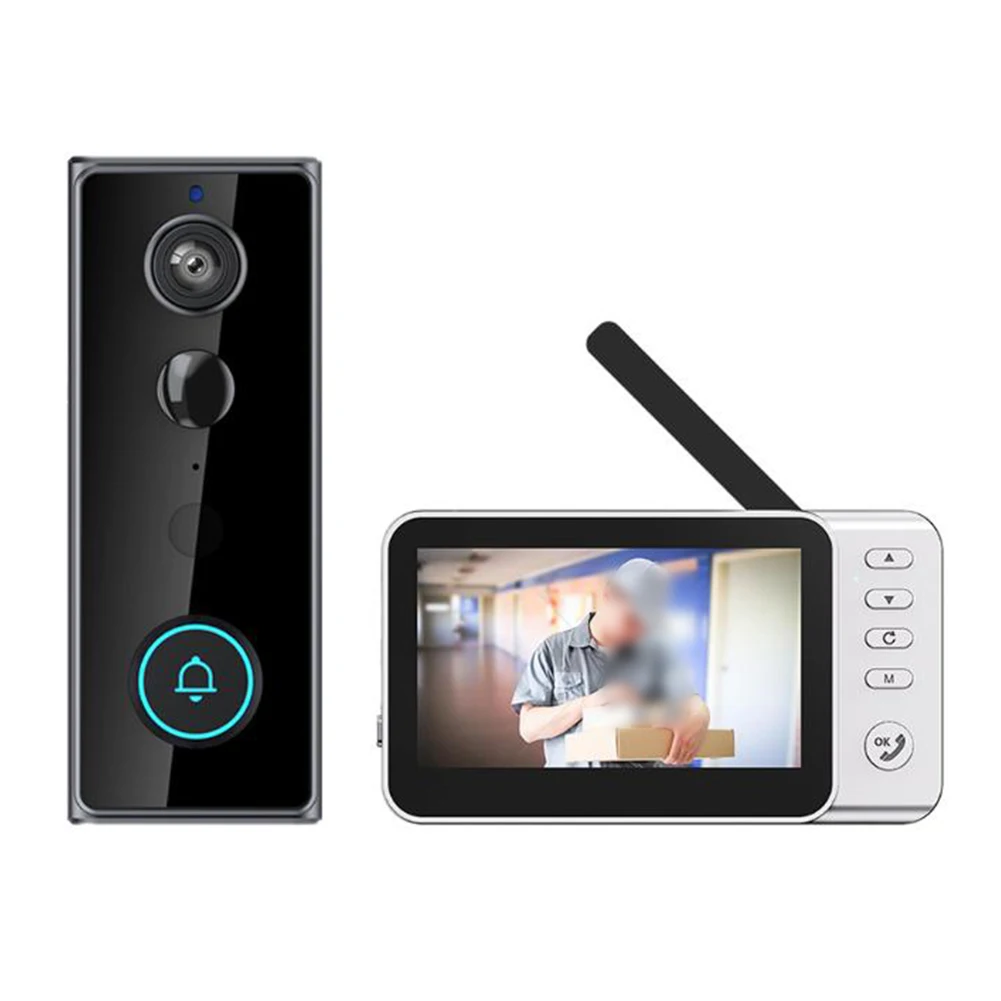 4.5 Inch Smart Video Doorbell 4000mAh Battery Two Way Intercom IP65 Waterproof Home Security Camera System For House Entry