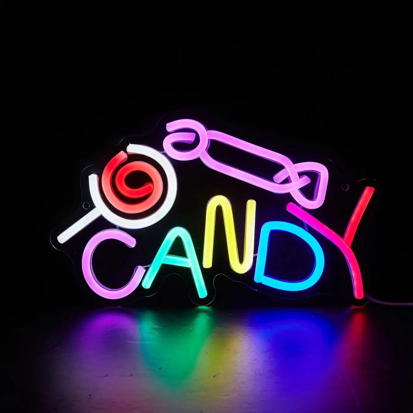 Chi-buy LED Neon Candy USB Powered Neon Signs Night Light 3D Wall Art & Game Room Bedroom Living Room Decor Lamp Signs