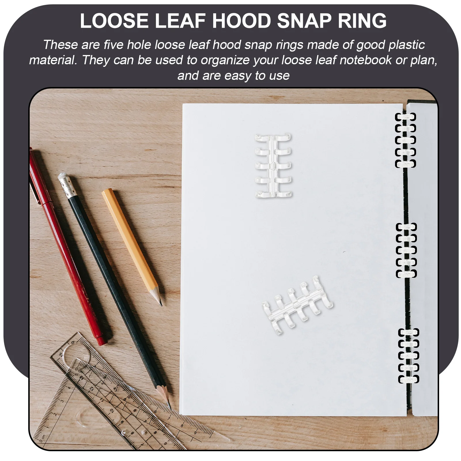 

10Pcs Loose Leaf Binder Snap Rings Plastic Book Rings Detachable Convenient Leaf Binder File Accessory Household Organizer