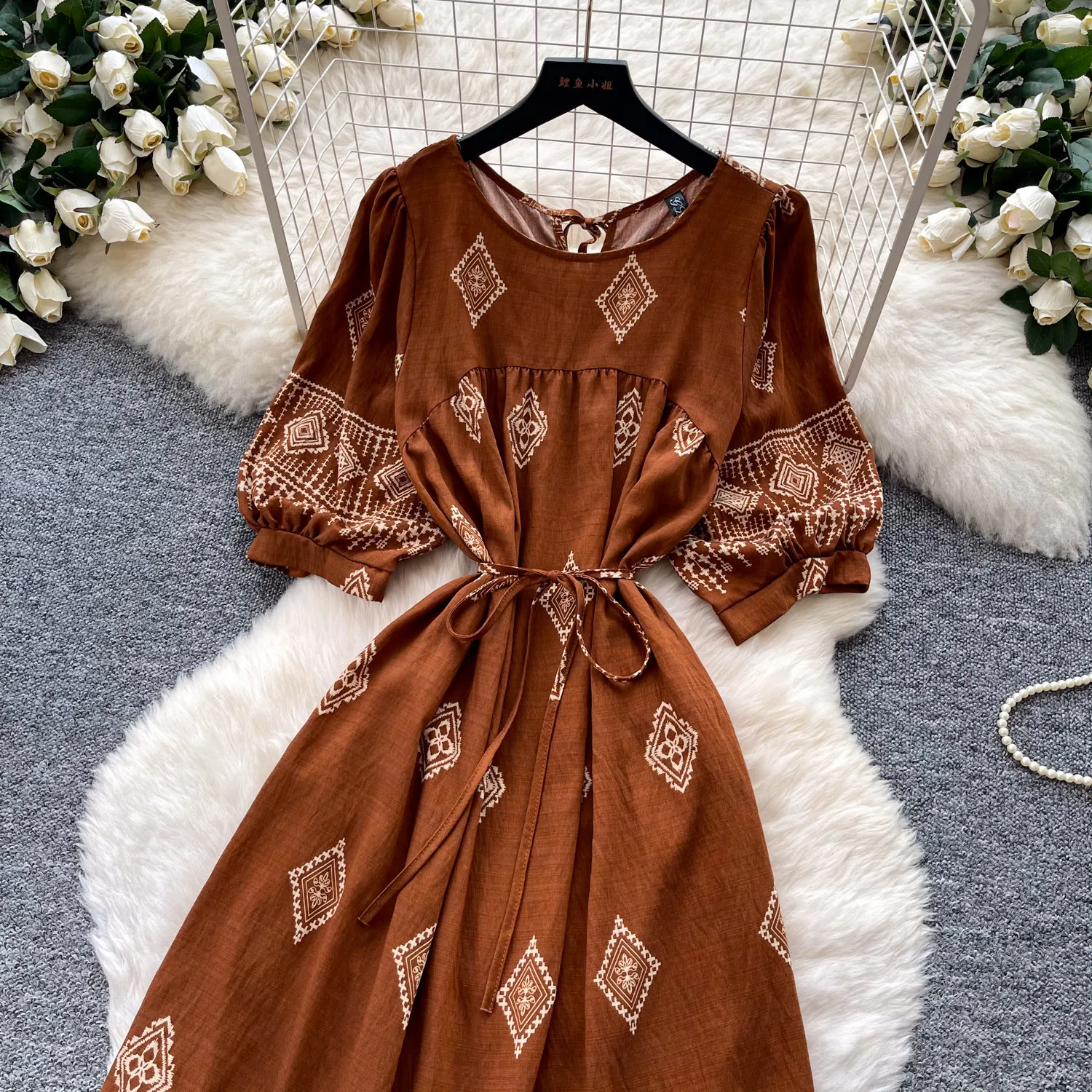 Gaun Panjang Wanita Motif Boho - Boho Summer Beach Maxi Dress ulasan dan harga