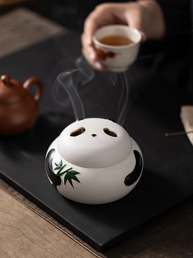 

China-Chic style ceramic cute panda incense burner household indoor incense burner decorations