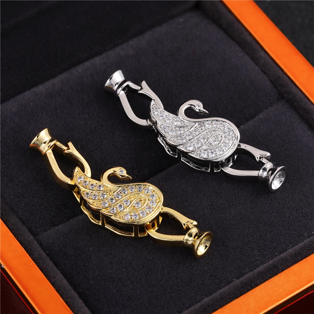 Juya New Fashion Swan Clasps Fine Jewelry Bidirectional Connectors Flower Clasps Elegance Accessories For Jewelry Wholesale