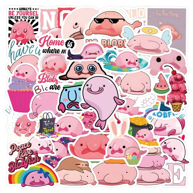 60 pçs blobfish graffiti adesivos mala copo de água papelaria telefone móvel scooter portátil geladeira adesivos decorativos