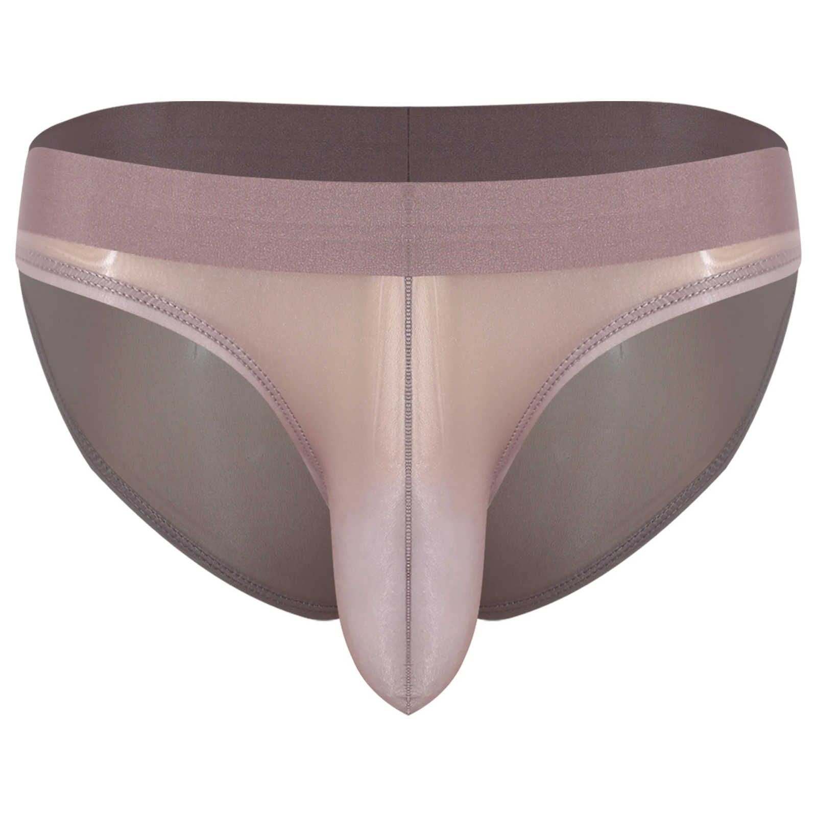 

Men Glossy Low Rise See Through Briefs 3D Convex Pouch Breathable Male Panties Elastic Waistband Underwear for Daily Sleepwear