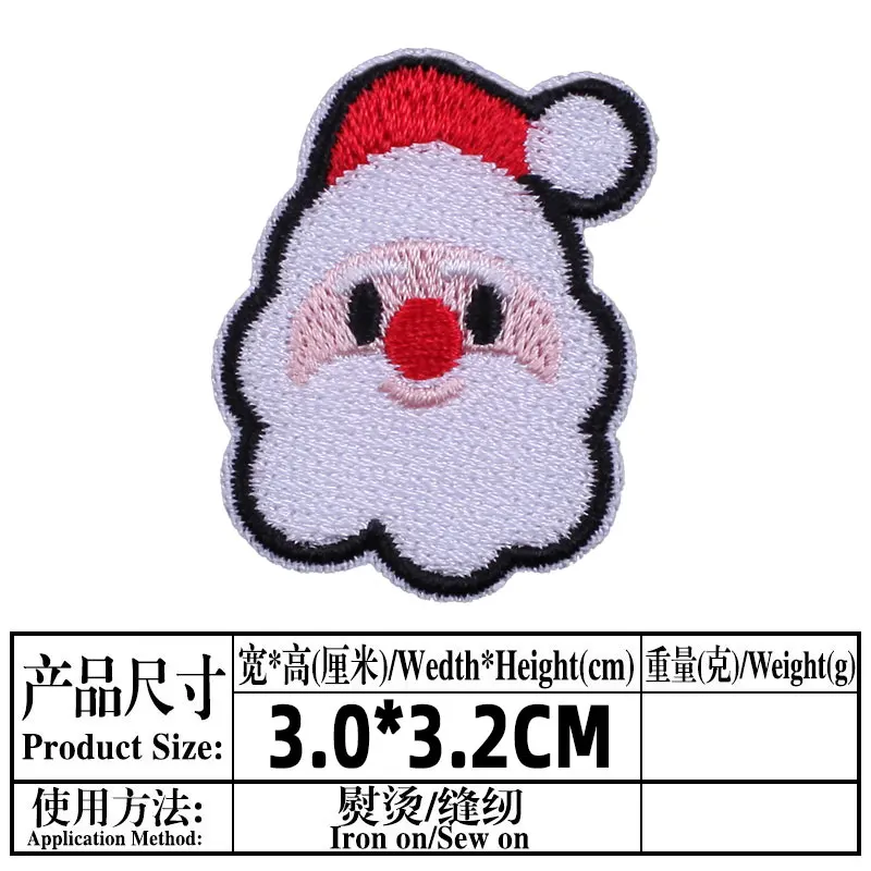 New Christmas Patches on Clothes Cartoon Christmas Tree Snowman Bells Elk Santa Claus Iron on Embroidered Patches for Clothing