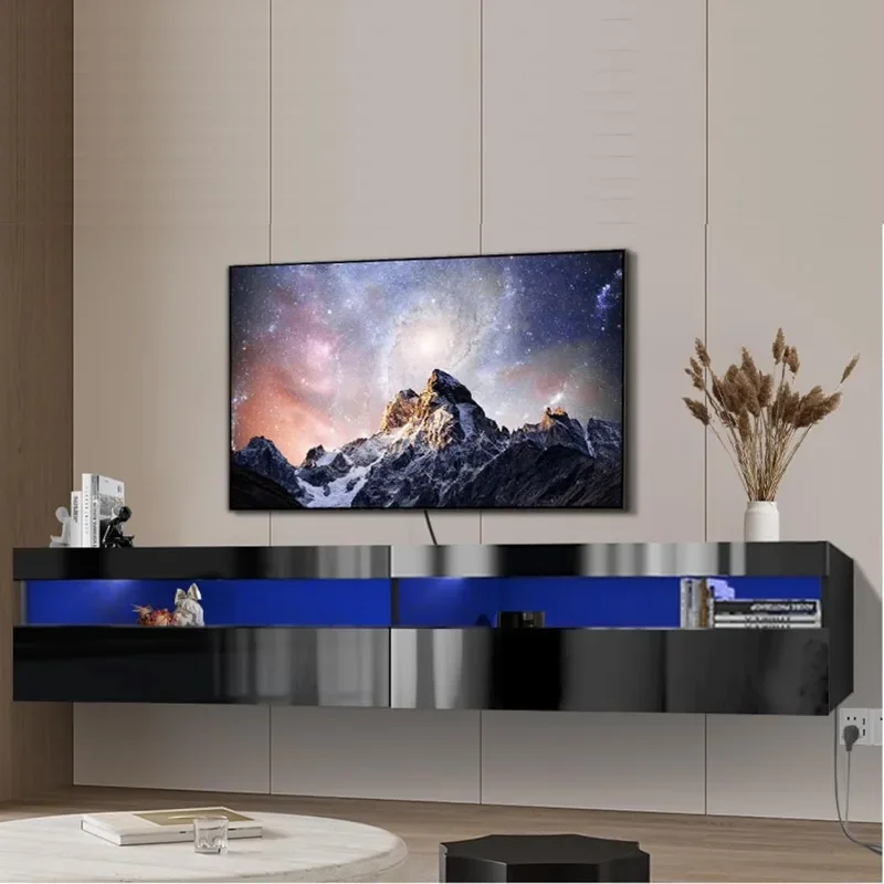 

mobili Floating TV Stand Wall Mounted TV Shelf with Led Lights & Power Outlet 71" Modern Entertainment Center Media Console