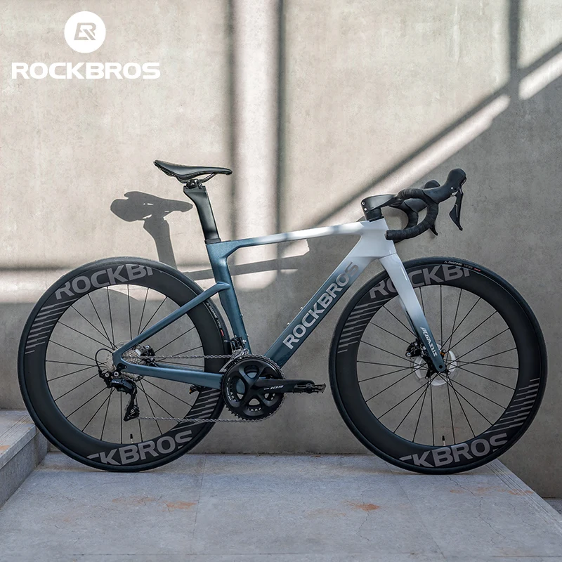 ROCKBROS 700C шоссейный велосипед из углеродного волокна, 24-скоростной гидравлический дисковый тормоз, сверхлегкий гоночный велосипед для мужчин и женщин ROCKBROS 700C шоссейный велосипед из углеродного волокна, 24-скоростной гидравлический дисковый тормоз, сверхлегкий гоночный велосипед для мужчин и женщин