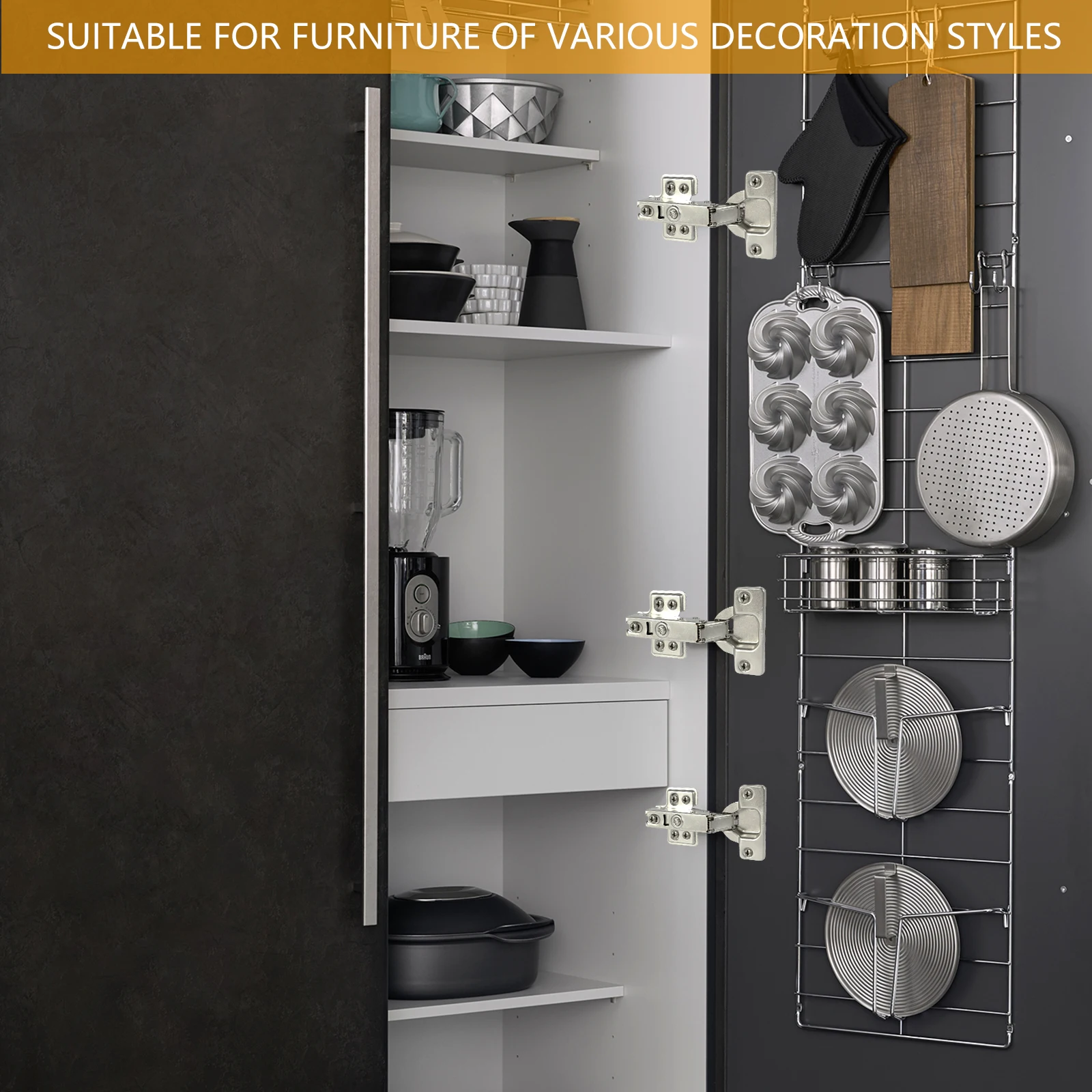 50PCS/10PCS 90-105° Lazy Susan Hinge Full Overlay Concealed for Corner Kitchen Cabinet Replacement Hardware Cupboard Folded Door
