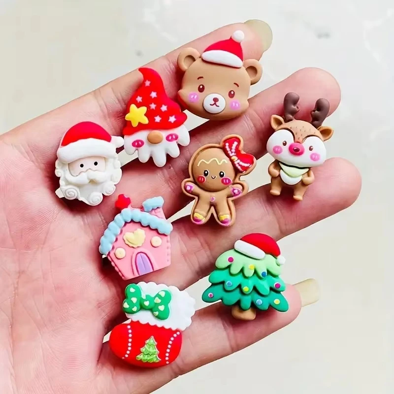 New Red Christmas Series Cartoon Shoe Accessories For Clogs Sandals  Bracelet Wristband Themed Parties and Gatherings Decoration