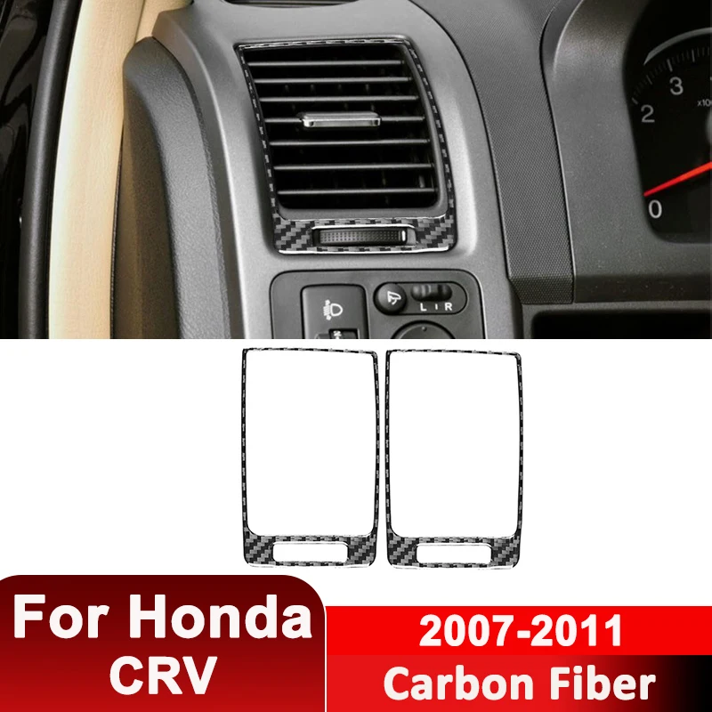 

For Honda CRV 2007-2011 Carbon Fiber Car Dashboard Left Right Air Outlet Vent Frame Decorative Sticker Interior Accessories