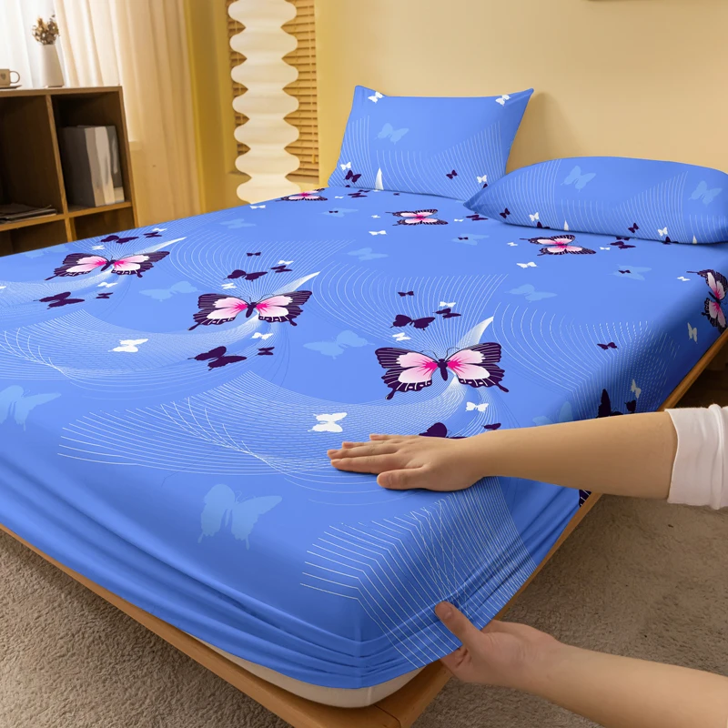 1 piece of exquisite butterfly dance pattern frosted bedsheet, bedroom printed bedspread, bedding (excluding pillowcases)