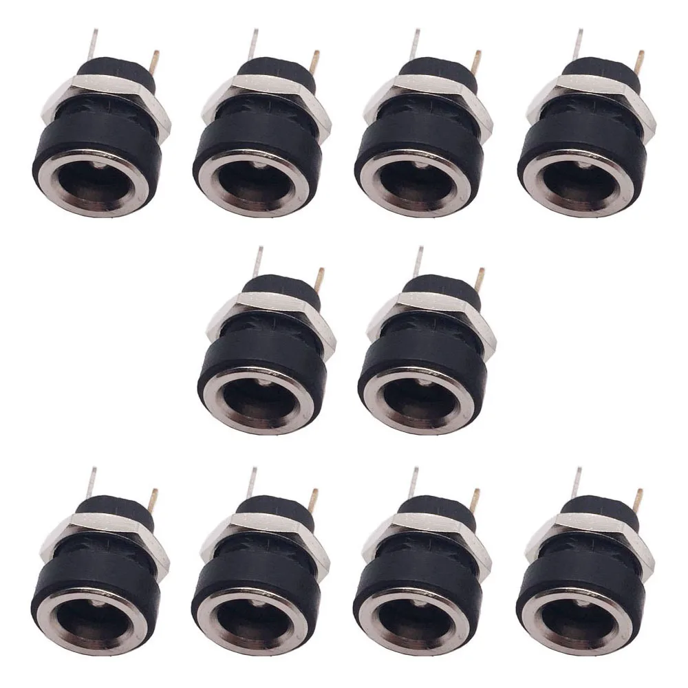 

10Pcs 30V 1A 5.5x2.1mm DC Power Supply Jack Socket Female Panel Mount Connector 5.5mmx2.1mm Plug Adapter DC Power Connector