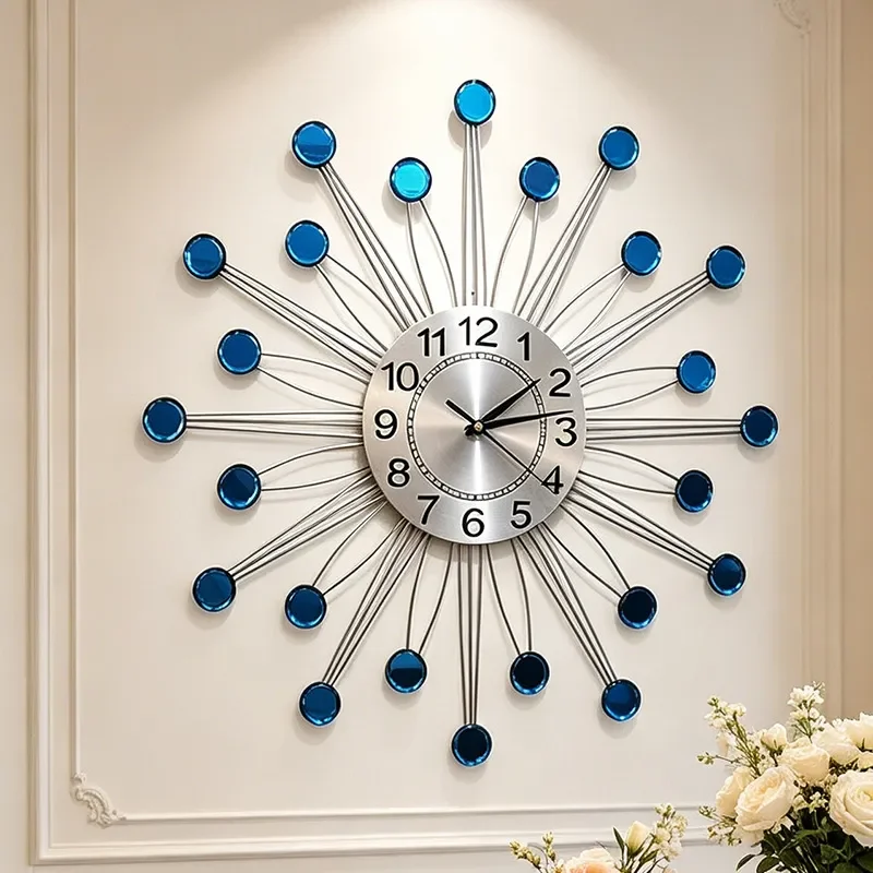 Creative Wrought Iron Metal Wall Clock for Living Room Home Decoration Quartz Clock for Amazon Cross Border Foreign Trade