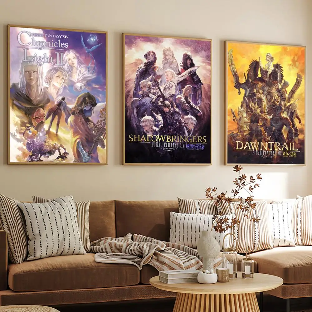 Final F-Fantasy XIV Poster Decorative Wall Art Mural Stickers Home Decor Gift for Living Room & Hallway
