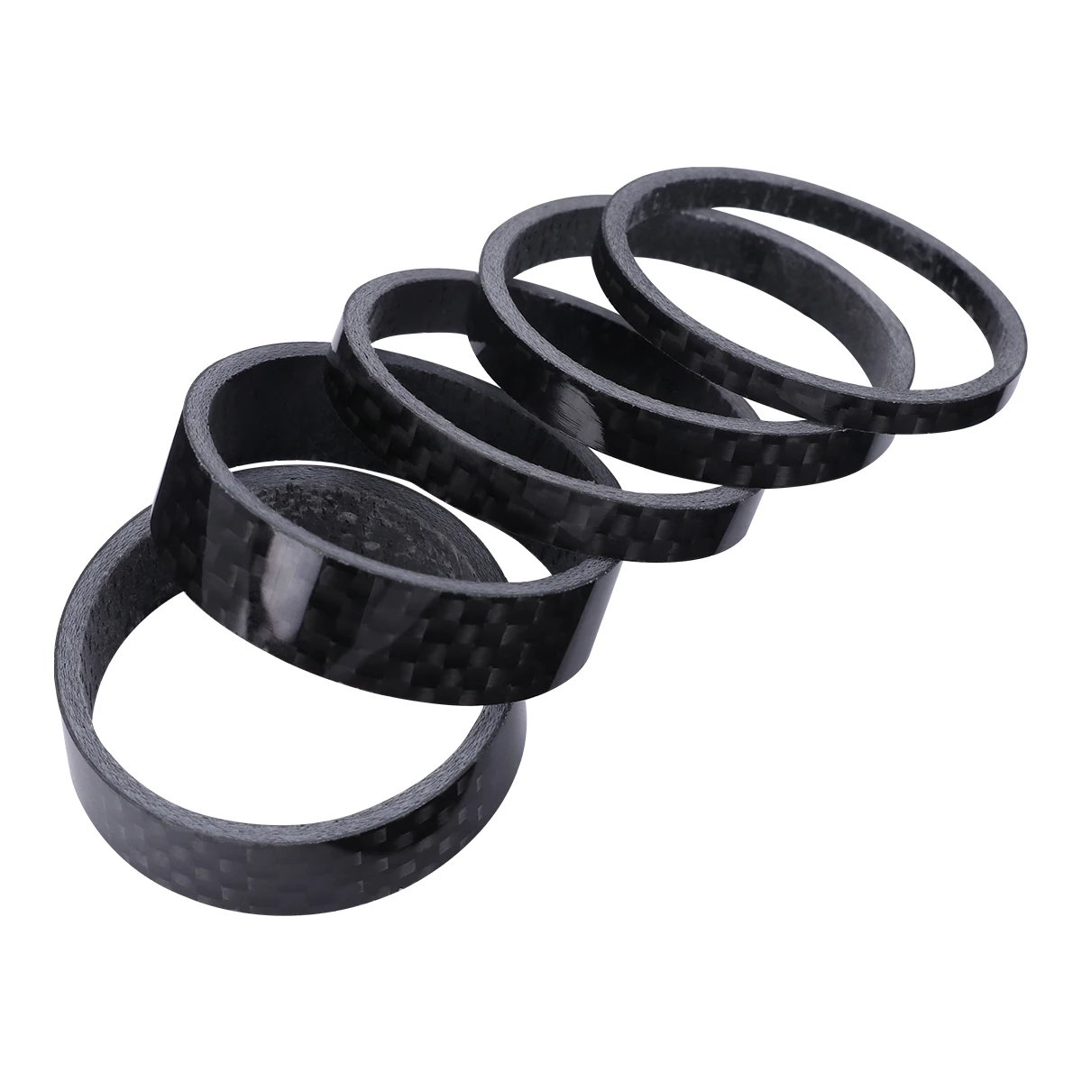 

5pcs Carbon Bike Headset Spacers Durable Light Bike Spacers Bicycle Stem Noise Reduction Different Thickness