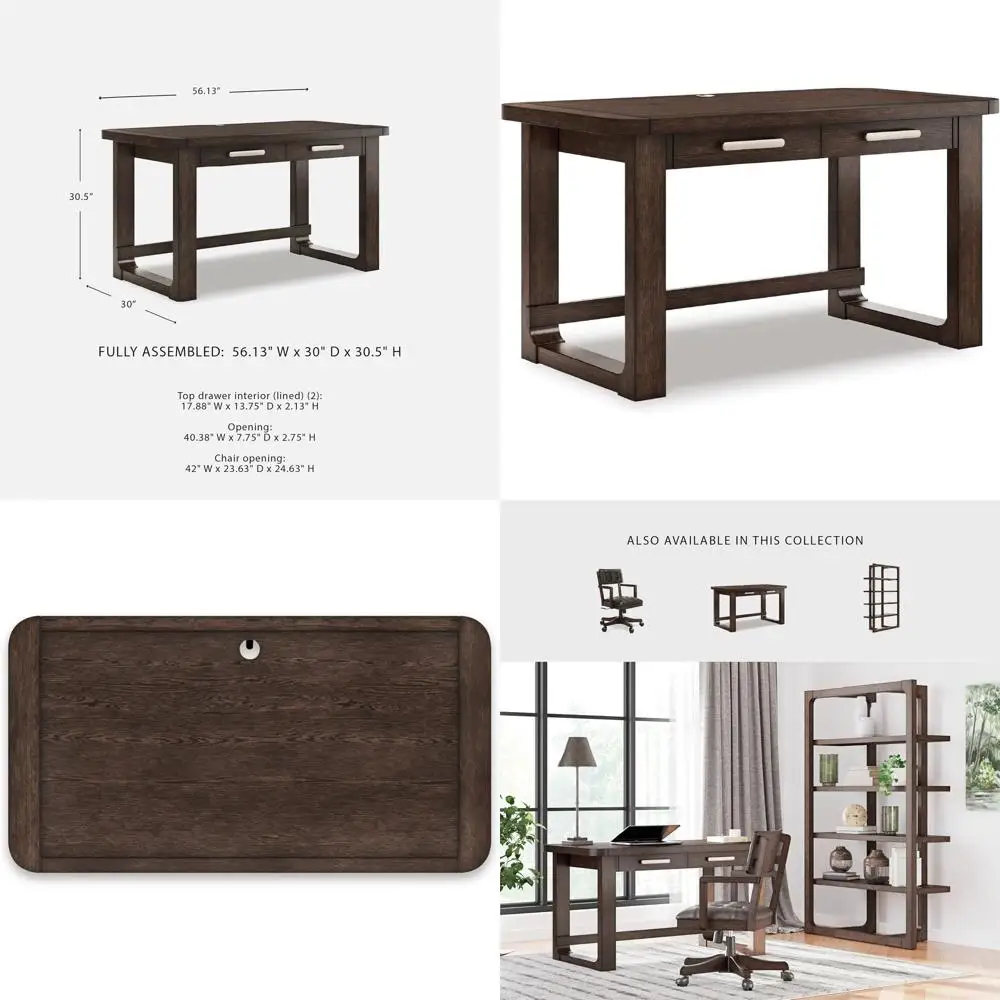 

Современный офисный стол 56 с двумя ящиками и системой кабель-менеджмента, коричневый