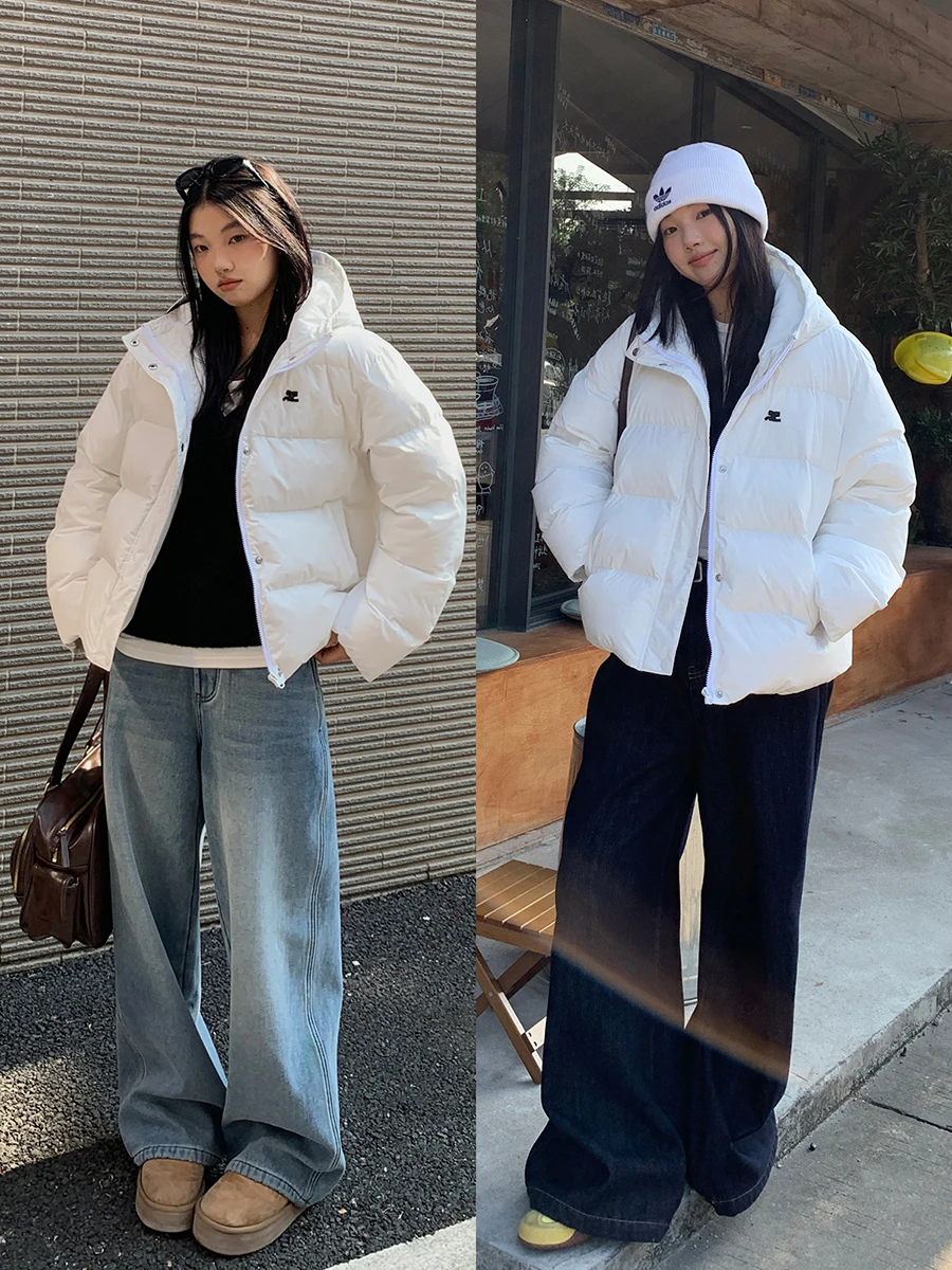 ホワイトダックダウンジャケット レディーススタイル 冬 2025 新作 ユニーク 美しい 小さいサイズ アウター レッド セレブリティ ミュージアム