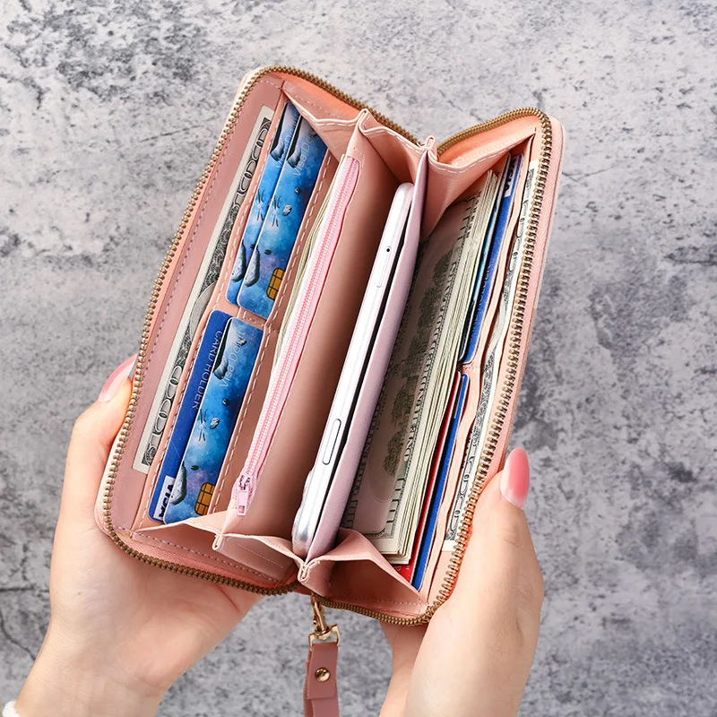 Zipper Wallets Women's Long Purses Handbags Coin Purse Cards Holder PU Leather Billfold Wallet Tassel Design Clutch
