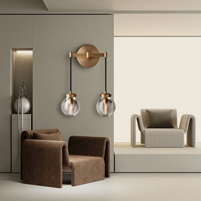 

Роскошные латунные хрустальные шары, прозрачные настенные светильники в американском стиле, современный декор комнаты, винтажное настенное освещение для прихожей