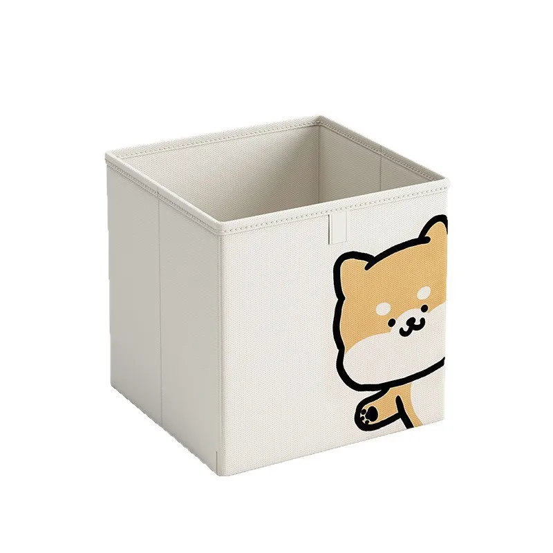

Bookshelf Lattice Cabinet Finishing Fabric Basket Cartoon Cat Nest Foldable Toys Snacks Sundries Household Storage Box