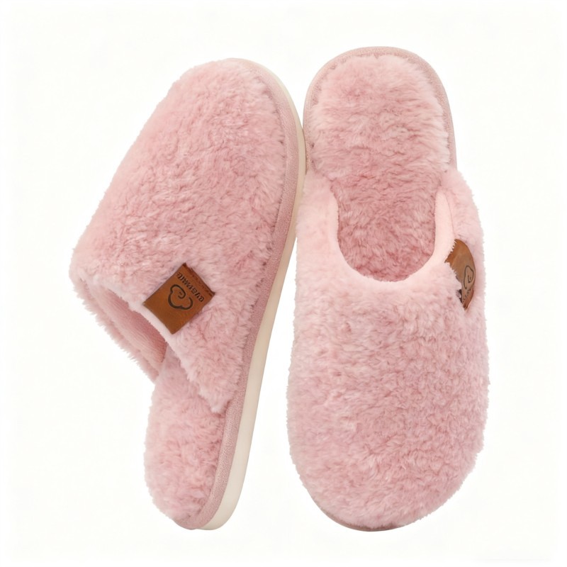 Evshine Women's Winter Fluffy House Slippers Indoor Soft Sole Fuzzy Cotton Slides Comfy Men Fur Slides Warm Plush House Slippers