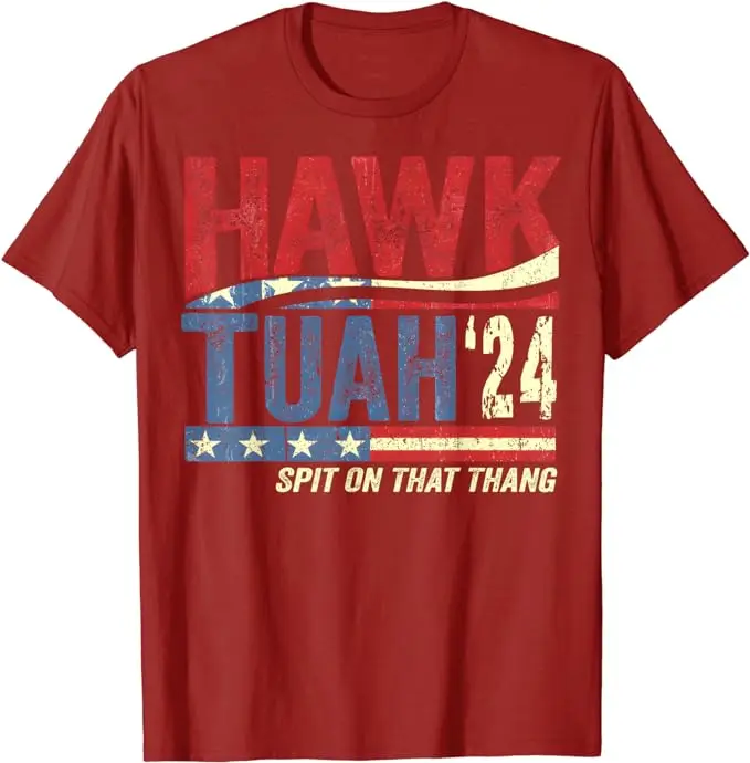 Hawk Tuah 24 Spit on That Thang 티셔츠, 미국 국기 인쇄 그래픽 상의, 글자 인쇄, 말하기 티, 반팔 블라우스 선물