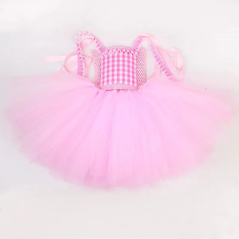 Sky01 여자 영화 바비 공주 투투 드레스 복장 어린이를위한 핑크 격자 무늬 바비 의상 할로윈 생일 파티 Tulle DressesWd01 @