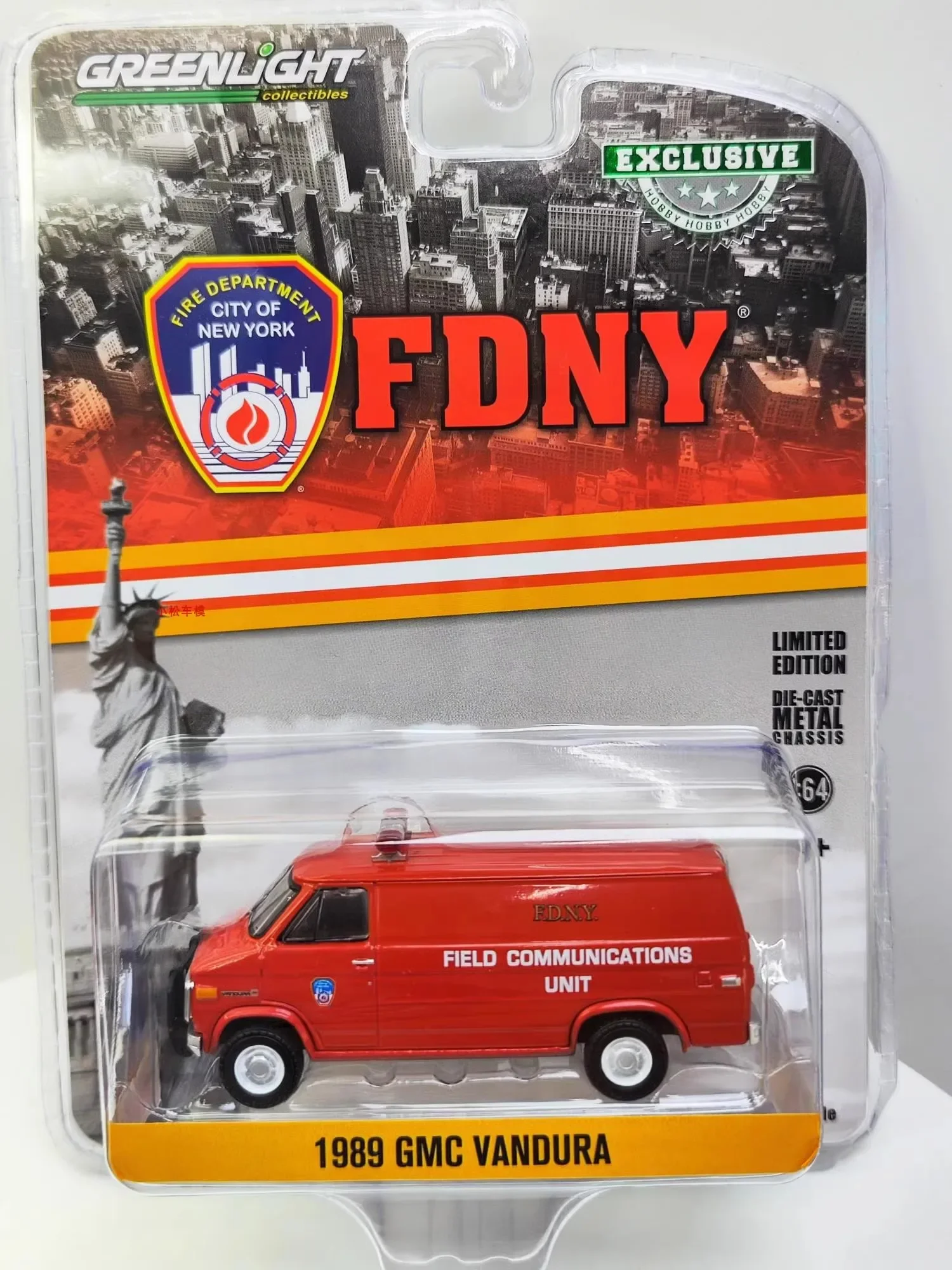 

1:64 1989 GMC Vandura -FDNY Пожарная служба Нью-Йорка пожарная машина литой металлический сплав Модель автомобиля игрушки для коллекции подарков