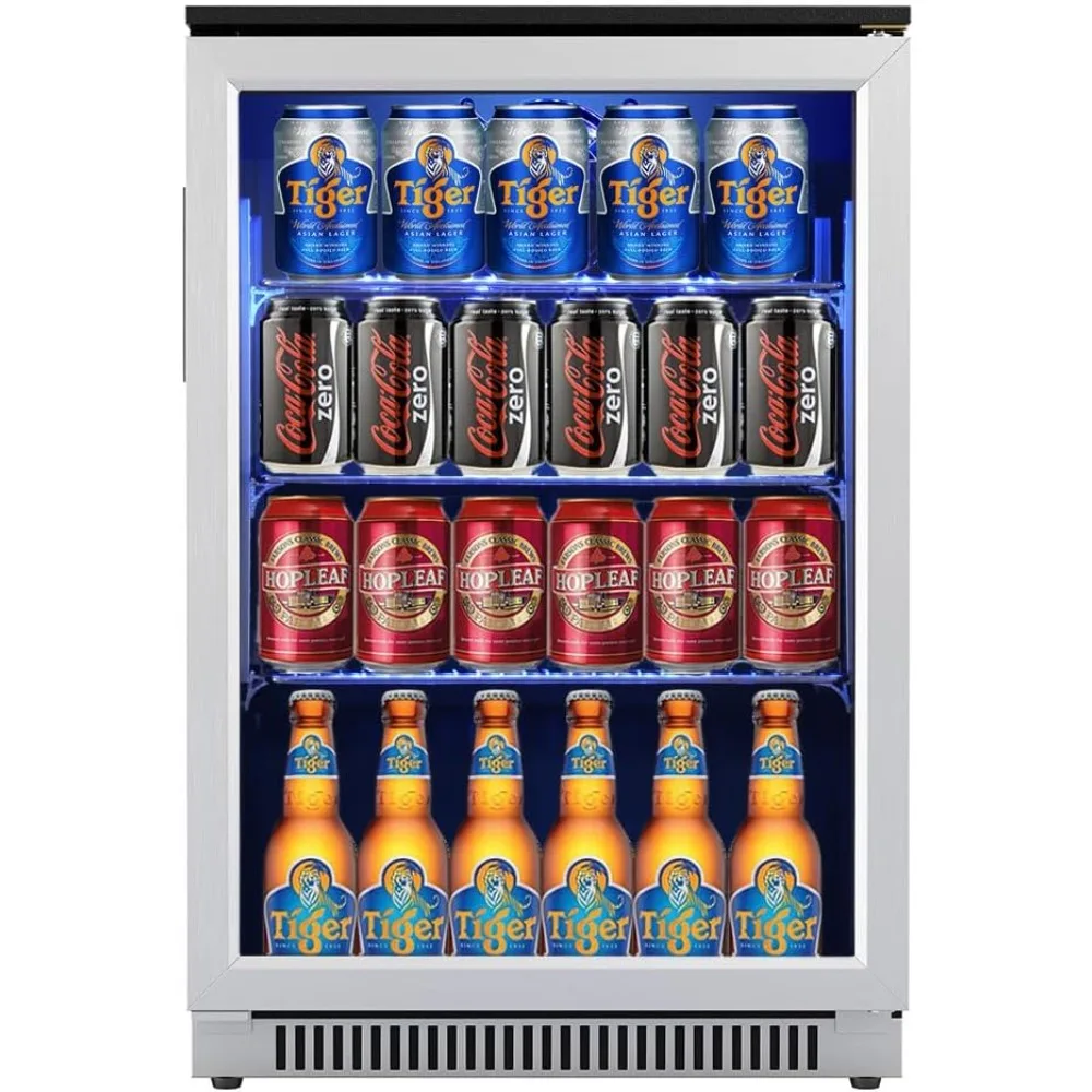 

20 Inch Wide Built in Beverage Refrigerator with Clear Glass Front Door