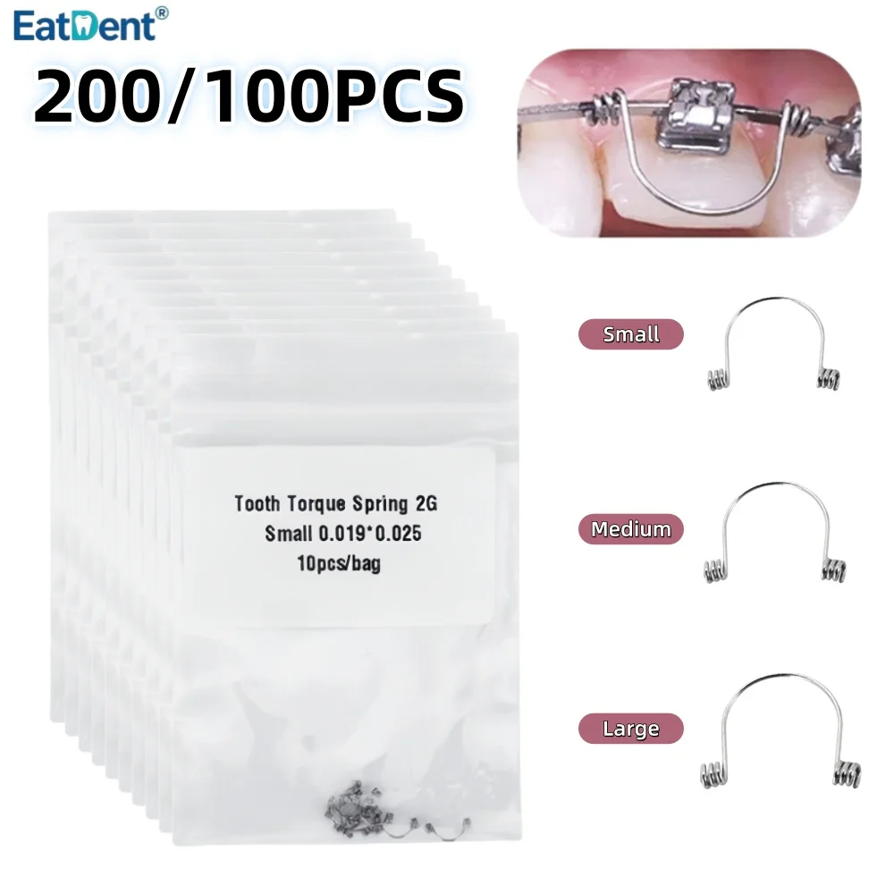 200/100PCS Dental Torque Springs Orthodontic Anterior Teeth Torque Springs Large/Medium/Small Dentist Stainless Steel Springs