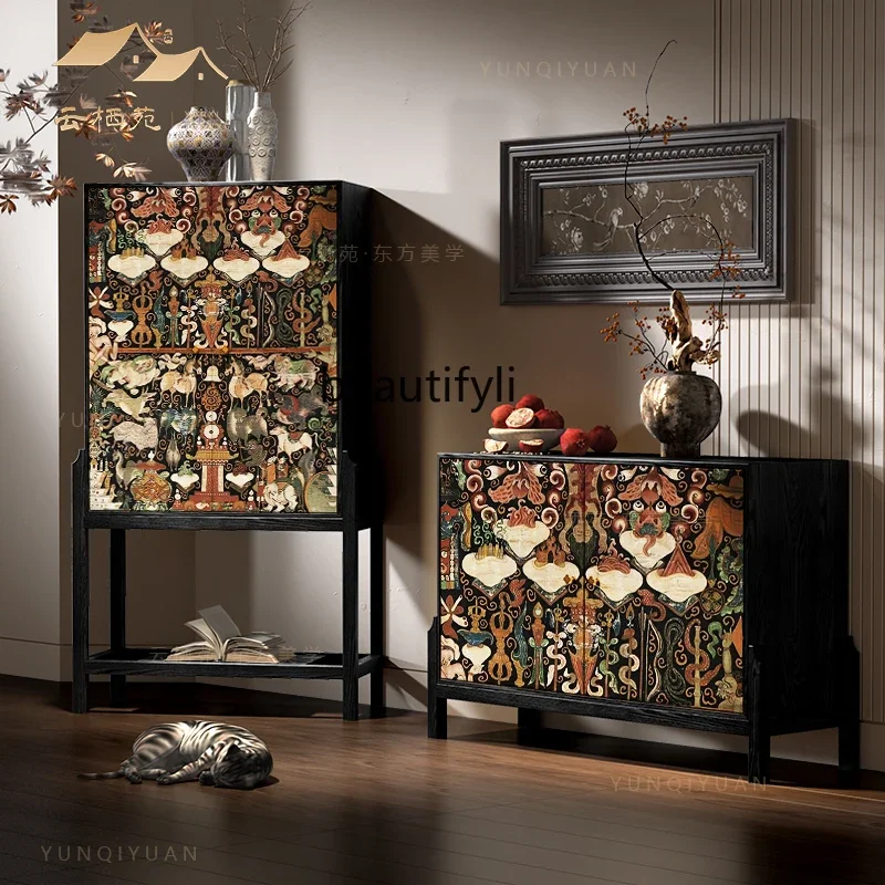 

Solid wood entrance, high cabinet, living room, chest cabinet next to sofa, bedroom, low cabinet against the wall