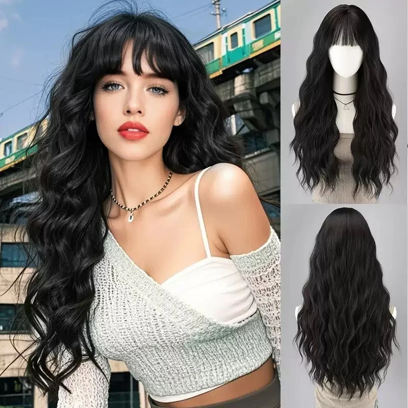 

Woman Daily Clothing Match Wool Perm Wig Ball Evening Dress Dress Up Simulation Long Curly Hair Party Headwear Ripple Wig Cover