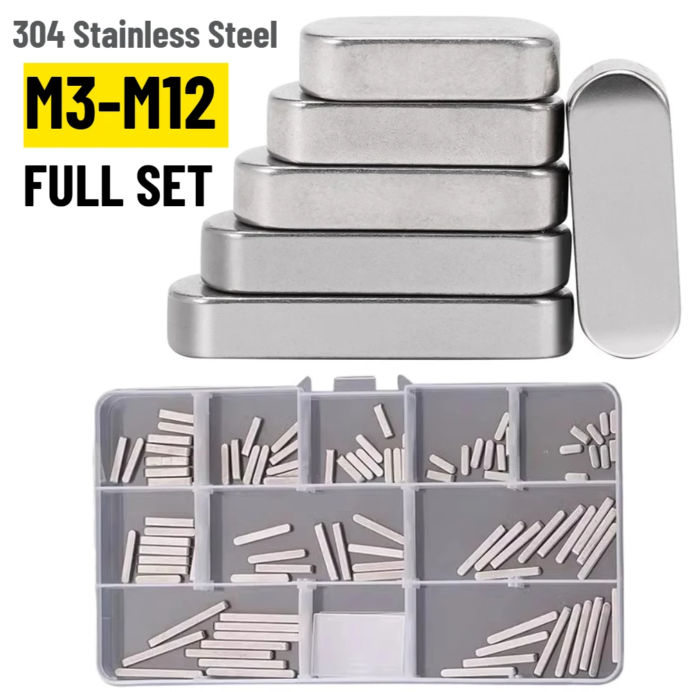 M3-M12 Round Ended Feather Key Full Set Stainless Steel Parallel Drive Shaft Key Stock for Shaft Type Fastening Connection