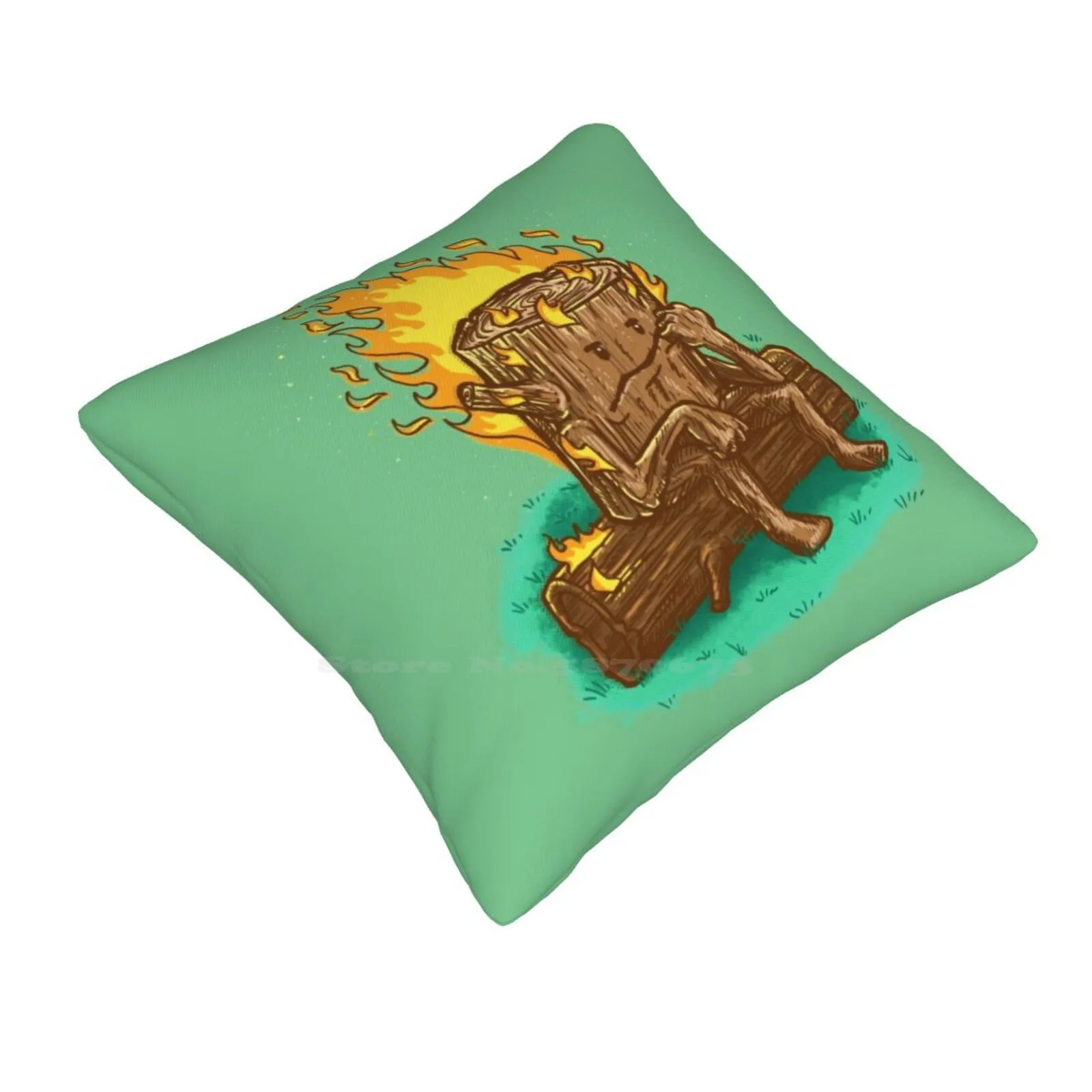 Bad Day Log Pillowslip Pillowcase Bad Monday Bummed Sad Melancholy Fire Log Wood Tree Forest Nature Green Flame Stump