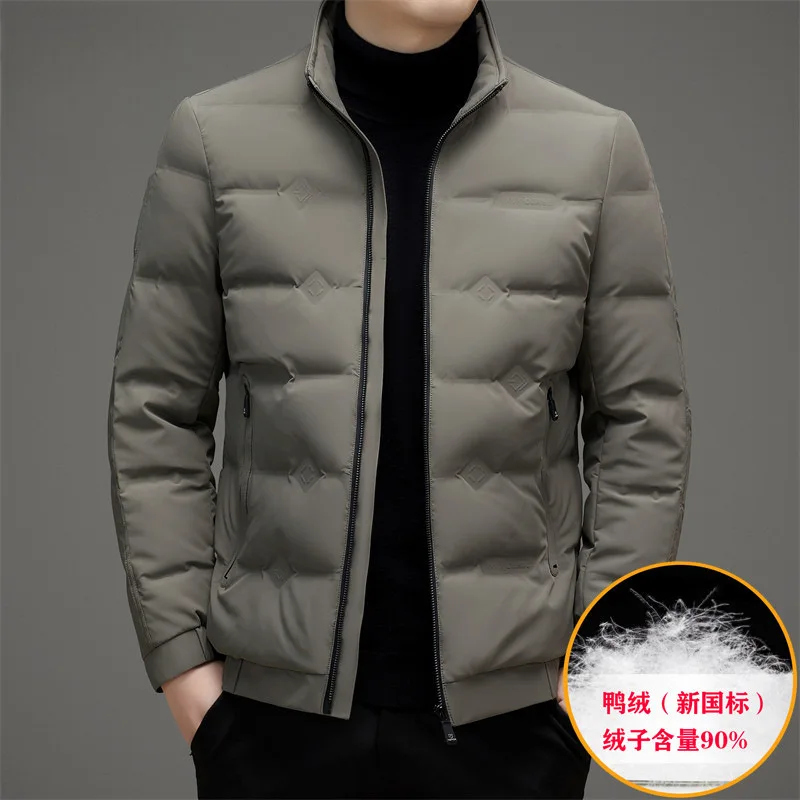 

Down jacket men's winter new men's middle-aged and young men's stand-up collar thickened handsome casual white duck down jacket