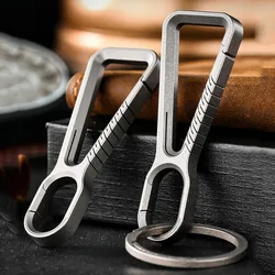 Titanium Alloy Key Ring Men Car keychain Outdoor EDC Tool Hang Buckle Camping Hiking Carabiner Holder with Gift Box