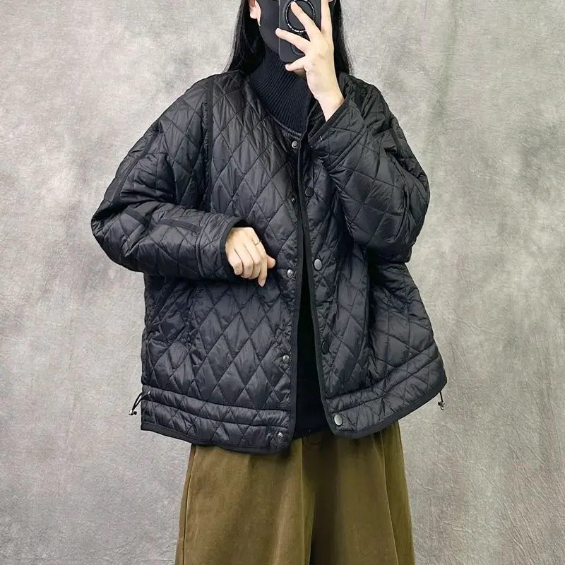 Autumn and Winter New Women's Down Jacket Commuter Knitted Stand Collar Jacket