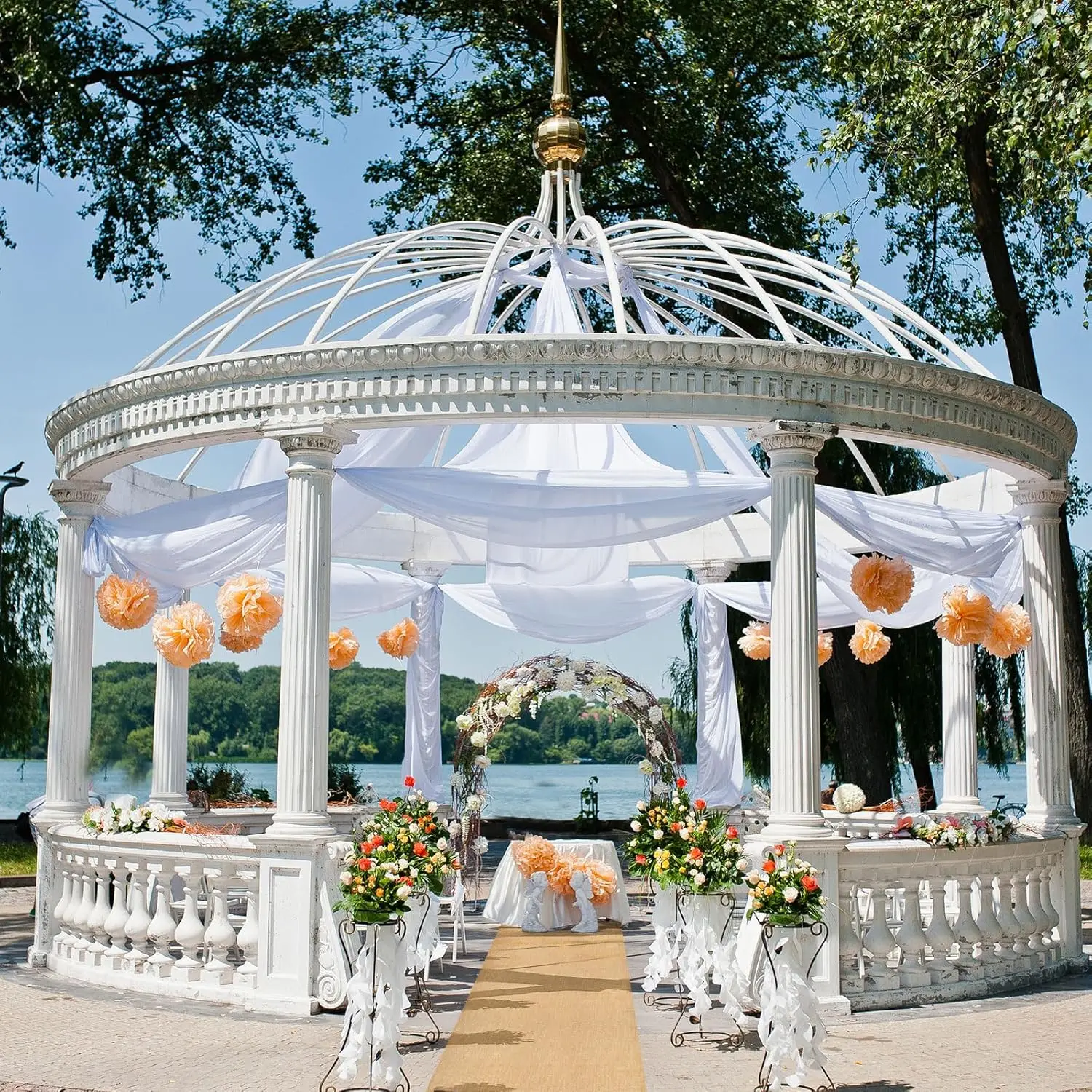 Jute-Hochzeits-Gangläufer mit Fransenrand, Zeremonie, Runway-Teppichrolle für drinnen und draußen, Hochzeit, Party, Brautparty – Detail 5