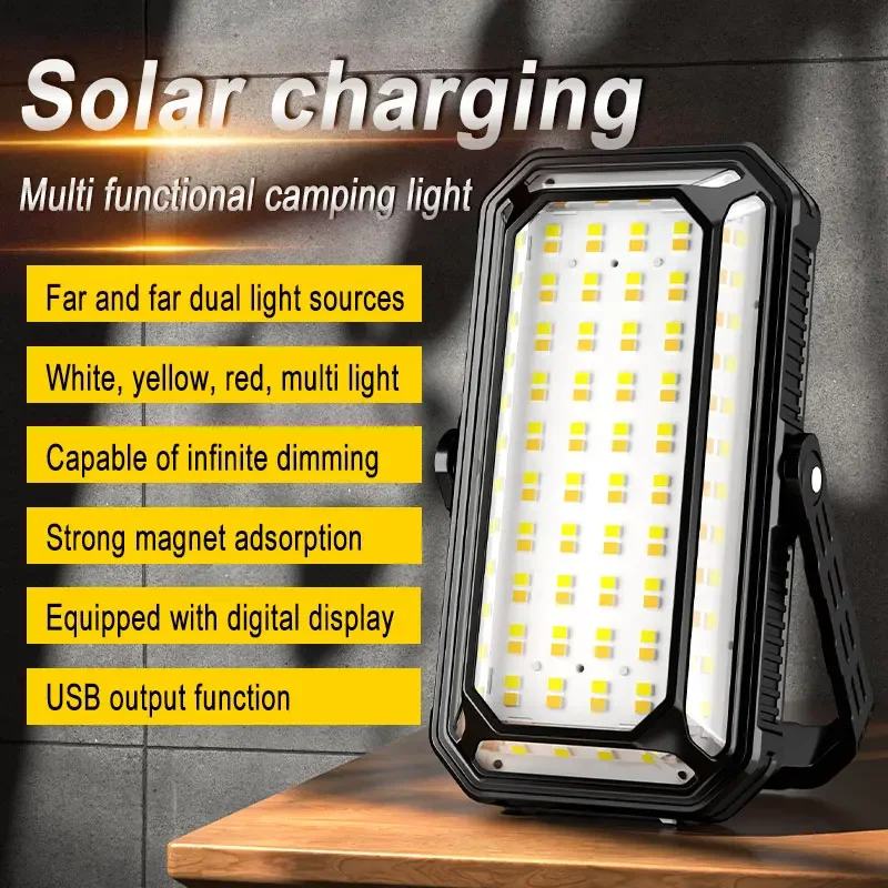 Multi-function Work Light Floodlight Glare Flashlight Built-in Battery Solar Charging Car Repair Emergency Lamps