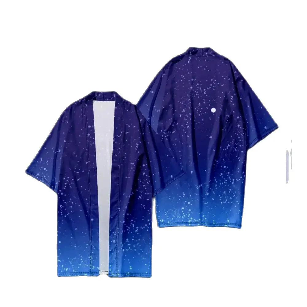 Long Kimono Men's Cardigan Fashion Flame Light Pattern Kimono Shirt Samurai Kimono Yukata Jacket Yukata Women Cosplay Costume