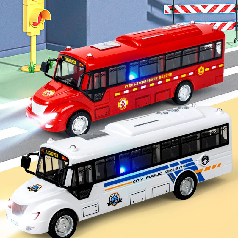 Sound And Light Bus, Campus Bus, Toy Car, Simulated Door Opening Double Inertia Sliding Children's Toy Car Model，XT229